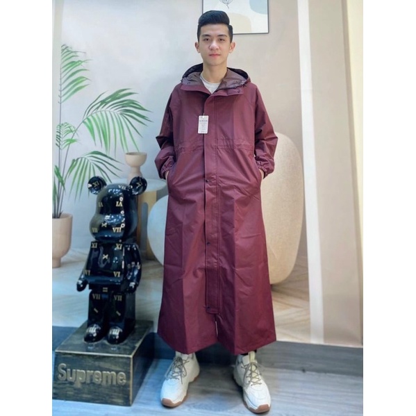 Áo mưa măng tô nữ một đầu PU 2 lớp thời trang cao cấp chống thấm chống gió lạnh - Ao mua mang to nu