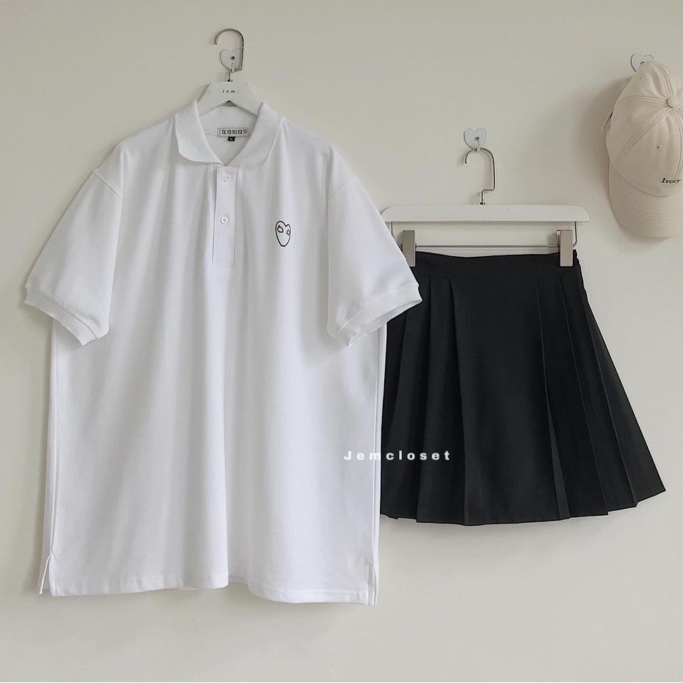 Áo phông polo nữ JEMCLOSET form rộng dễ phối đồ DEKOS-10094