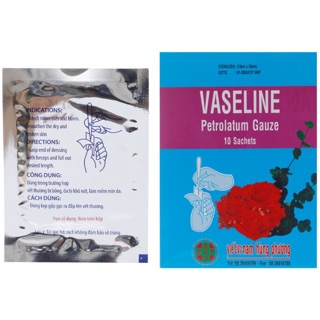 Gạc Vaseline đắp vết bỏng, làm mềm da (Hộp 10 bịch)