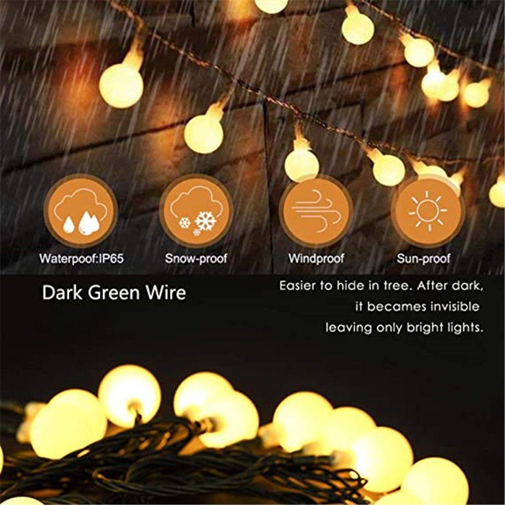 LEISURE Dây Đèn LED 50 Bóng 20 30 Bóng Hình Cầu Pha Lê Trang Trí Sân Vườn