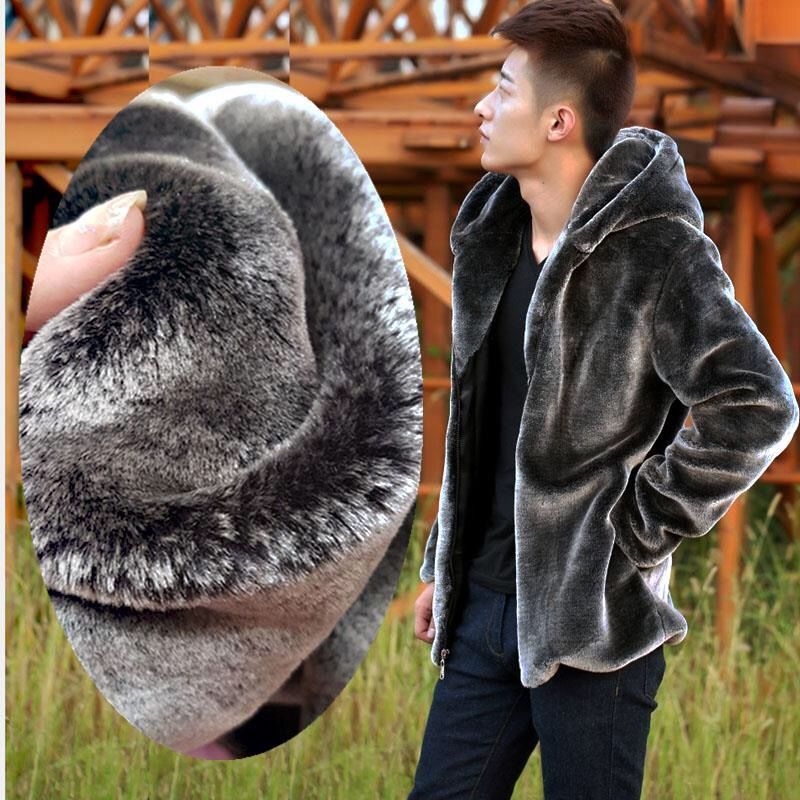 Hàng Có Sẵn Miễn Phí Giao Hàng Áo Khoác Nam Có Mũ Lông Thỏ Giả Bằng Lông Chồn Nhân Tạo Size Lớn