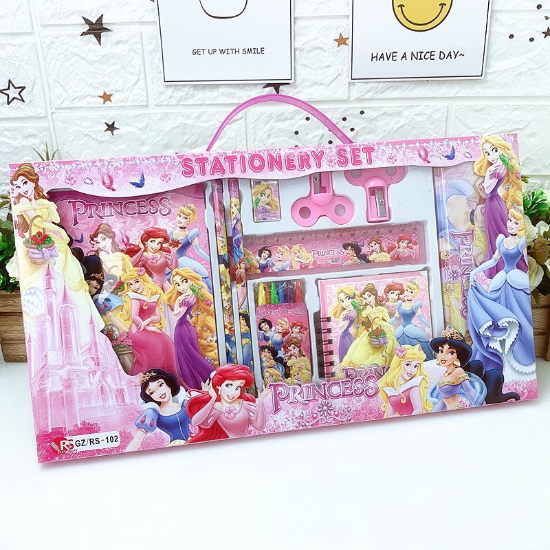 Bộ dụng cụ học tập 10 món màu sắc ngộ nghĩnh cho bé trai bé gái
