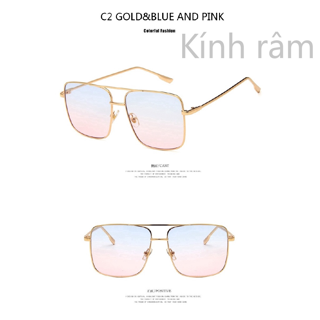 Kính mát oversized gọng kim loại sang trọng cho nam và nữ