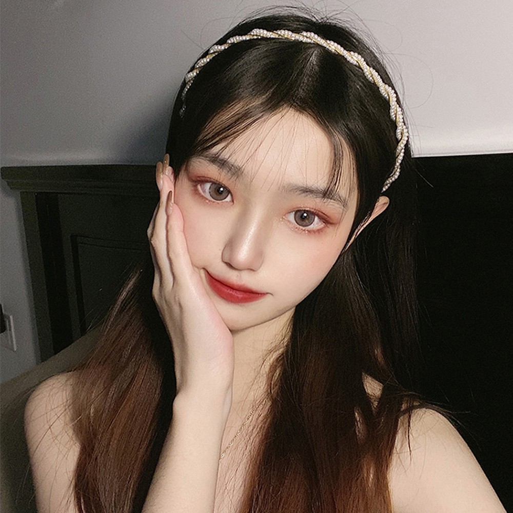 Băng Đô Cài Tóc Đính Hạt Ngọc Trai Hình Hoa Phong Cách Hàn Quốc Thời Trang Cho Nữ