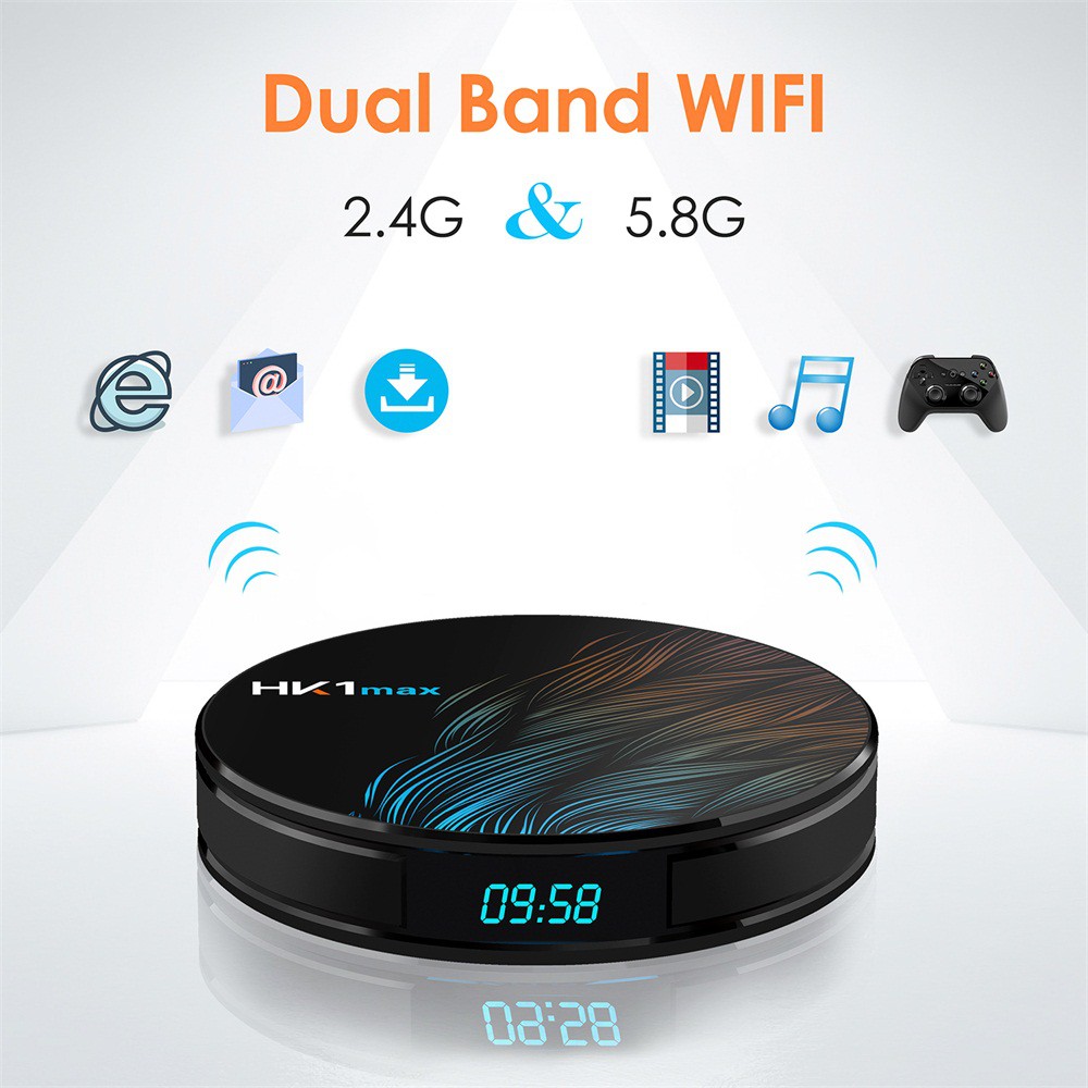 Set TV Box thông minh AKASO HK1MAX Android 9.0 lõi tứ 2.4G/5G Wifi BT 4.0 DDR3 4K HDR VS X96 HK1 MINI