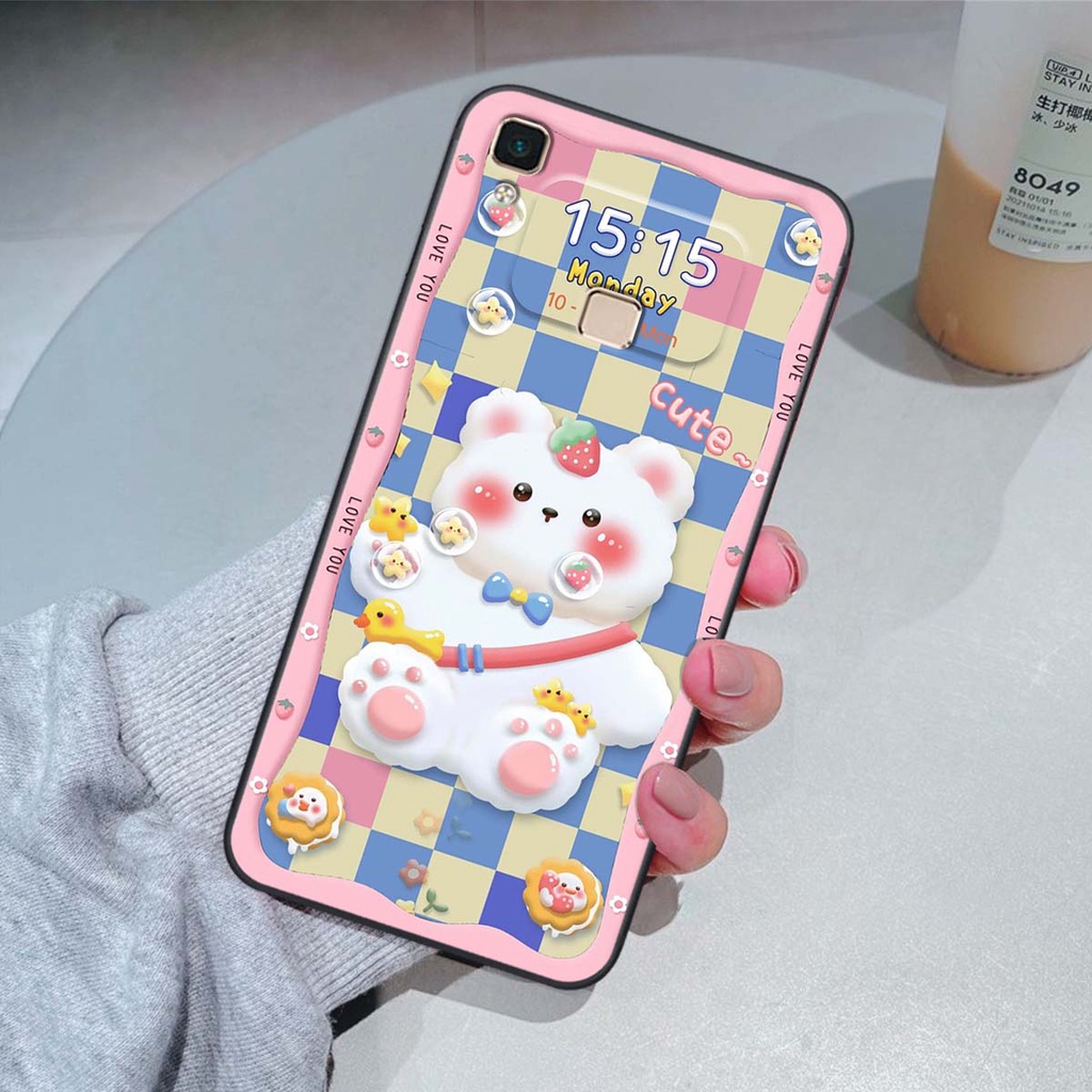 Ốp lưng Vivo V3 / V3 Max in hình gấu cute,bò sữa 3D cute dễ thương bảo vệ điện thoại
