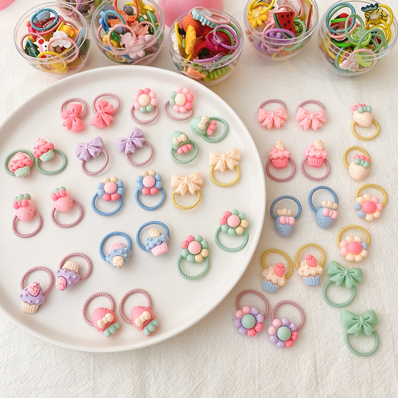 Dây Buộc Tóc Cao Su Họa Tiết Hoa Dễ Thương Phong Cách Hàn Quốc Cho Bé