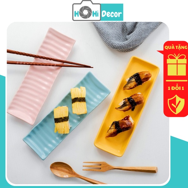 Đĩa Sứ Dài Chữ Nhật Trang Trí Chụp Ảnh Sushi - Shop Hohi Decor