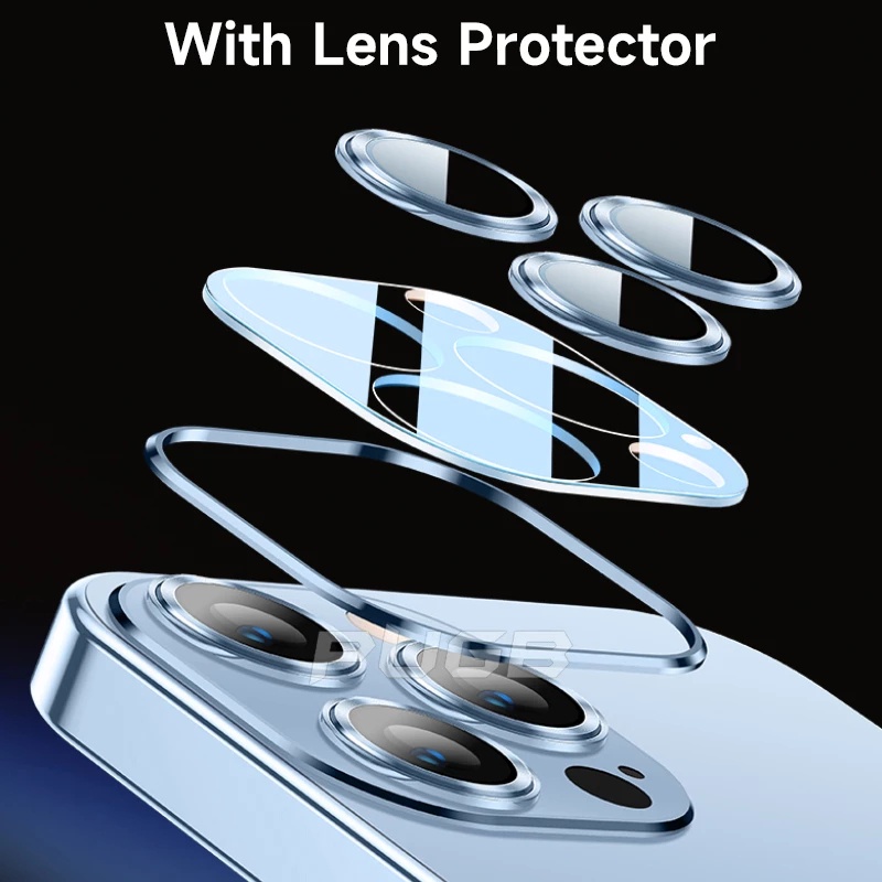 Ốp Điện Thoại Mạ Sang Trọng Với Miếng Dán Bảo Vệ camera Cho IPhone 14 pro max 14 plus 13 pro max 12 pro max