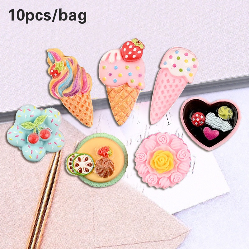 Set 10 Mô Hình Cây Kem Tình Yêu Bằng Nhựa Resin Diy #30
