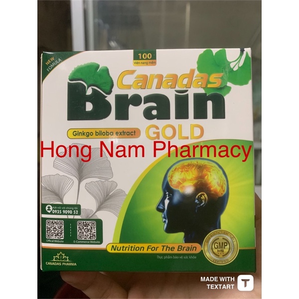 CANADAS Brain Gold -  Hộp 100 viên - Giúp bổ não, lưu thông máu lên não.