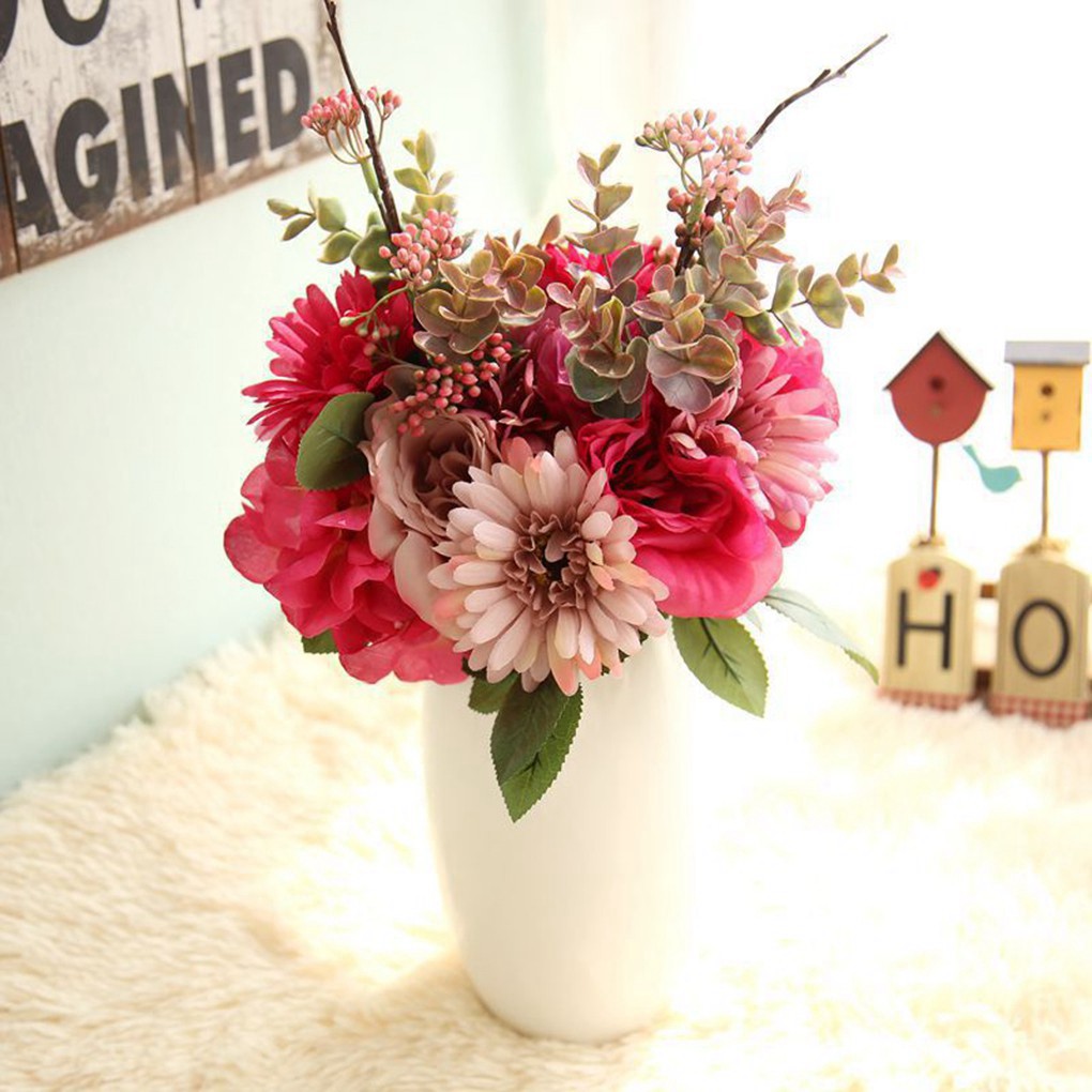 [hàng nhập giá rẻ] Bó hoa cúc gerbera giả bằng lụa trang trí đẹp mắt, hoa cưới, hoa sự kiện, trang trí, homedecor