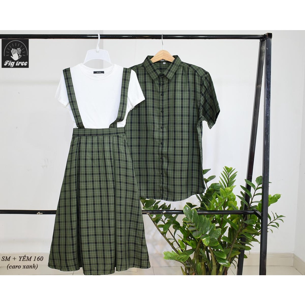 Set đồ đô Fig Tree mẫu caro xanh cực xinh (MS :160) kèm video cận cảnh SP ( nữ kèm thun )