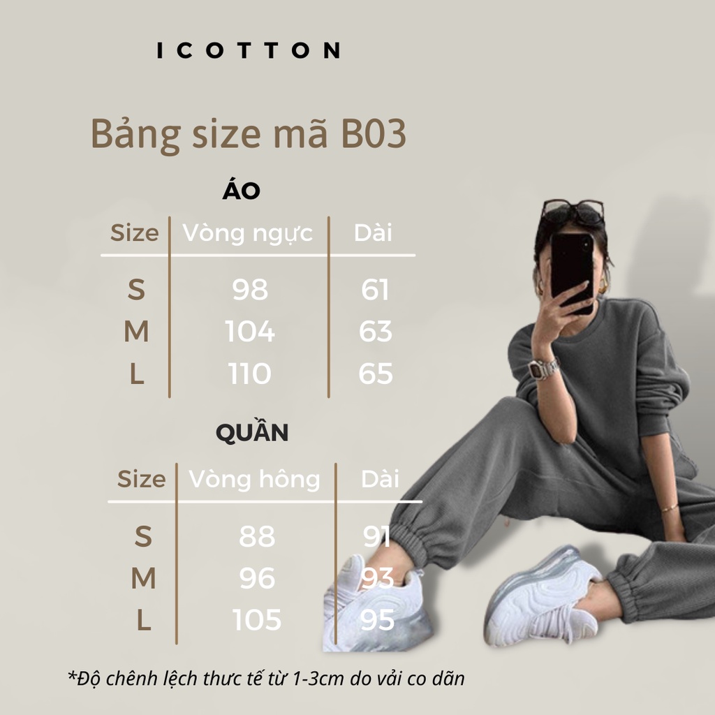 Bộ mặc nhà thu đông ❤️ iCotton ❤️ len tổ ong cao cấp, dày dặn, mềm mại, thoải mái cho nam và nữ