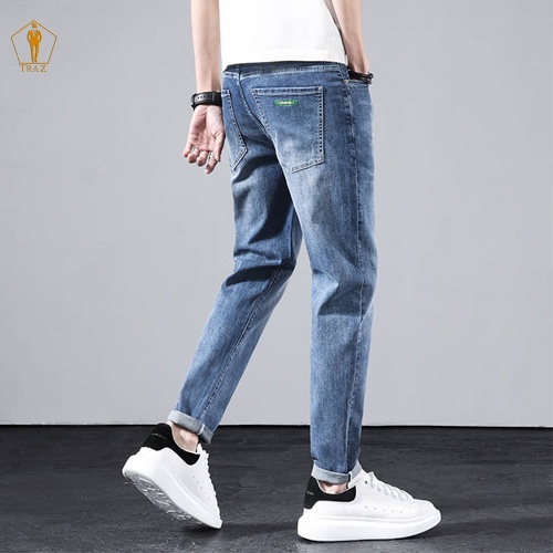 Quần jean nam TRAZ rách gối màu đen trơn chất bò cao cấp co dãn 4 chiều đẹp rin trơn form dáng skinny111