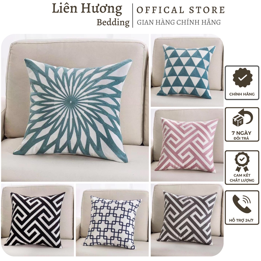 Gối tựa lưng ghế sofa vuông 45x45, gối tựa lưng trang trí chất liệu gấm cao cấp sẵn hàng