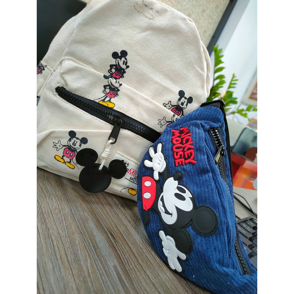 HOT-- Cặp đôi ba lô + túi đeo bụng Micky Mouse cho bé yêu
