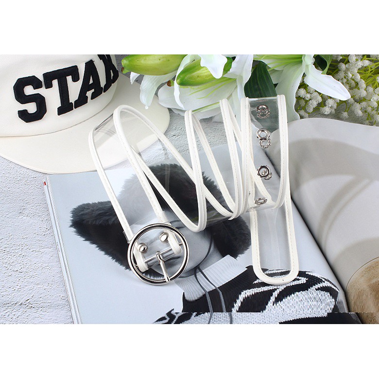 Thắt lưng nữ trong suốt có viền 3cm