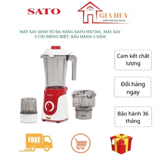 Máy xay sinh tố đa năng sato mx7301 - mx7305, 3 cối riêng biệt. hàng gia dụng công nghệ nhật, bảo hành 36 tháng