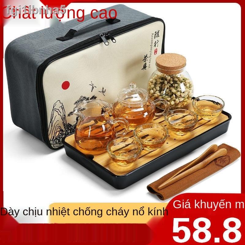 Bộ ấm trà kung fu gốm sứ du lịch xách tay, khay gia đình, hoạt động ngoài trời, thủy tinh trên ô tô