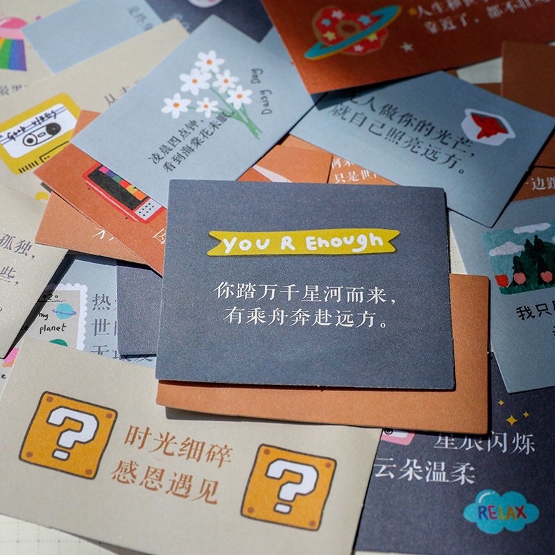 Sỉ 20 túi hình dán sticker quotes tiếng Trung anh