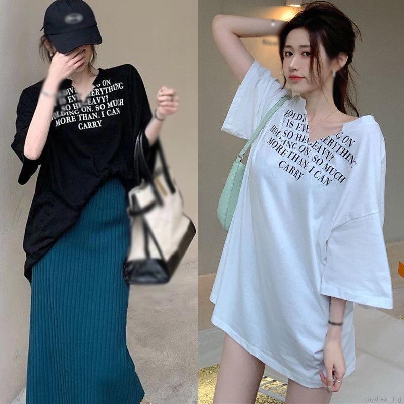 Áo Thun Ngắn Tay Cổ Chữ V In Họa Tiết Xinh Xắn Dành Cho Nữ