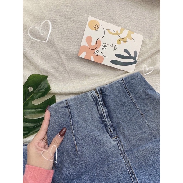 Chân váy Jean đuôi cá xoè dây kéo sau chất Jean co dãn mềm mại không ra màu | BigBuy360 - bigbuy360.vn