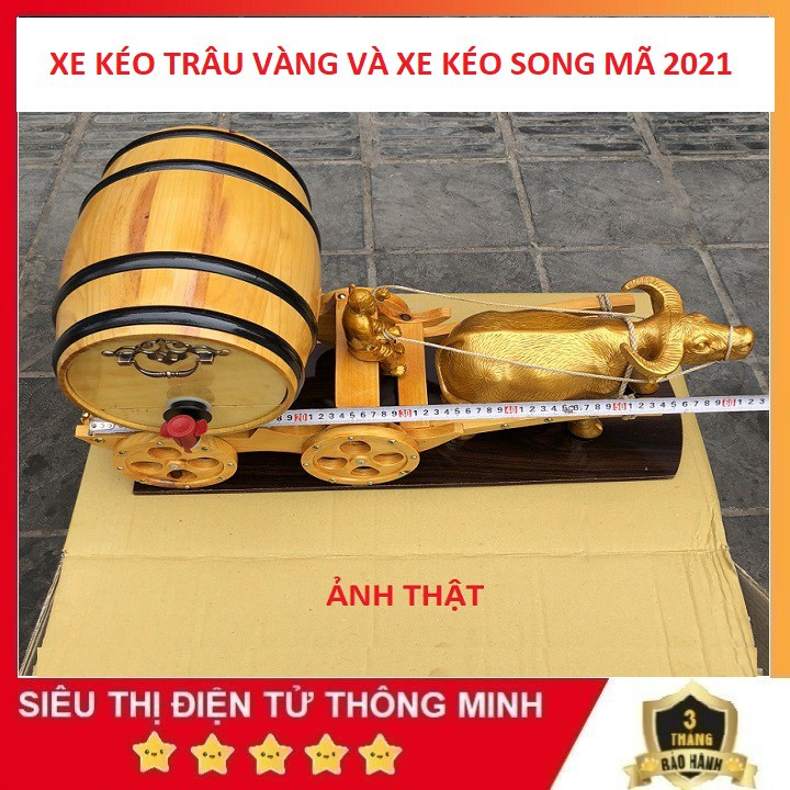 XE TRÂU VÀNG KÉO BÌNH ĐỰNG RƯỢU, SONG MÃ KÉO XE QUÀ BIẾU TẶNG - QUÀ TẾT NĂM TÂN SỬU 2021