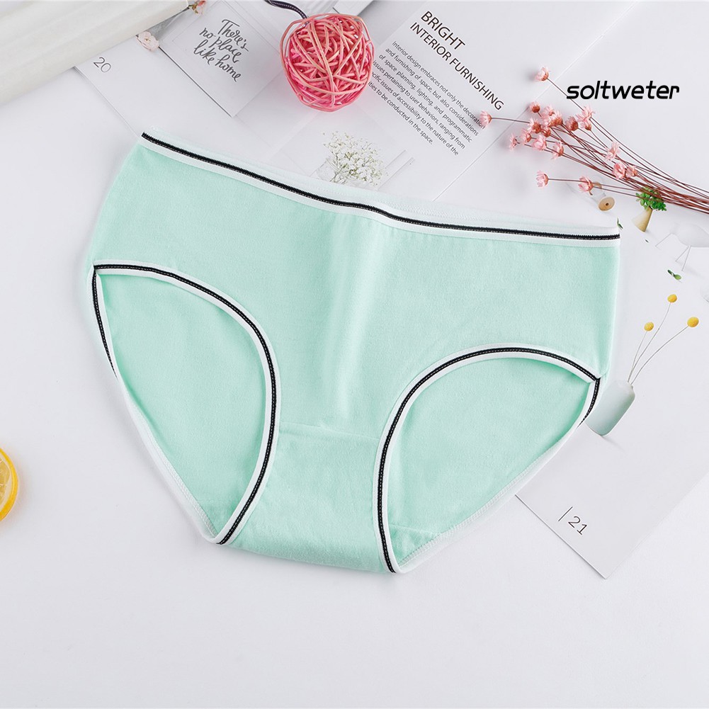 Quần lót cotton thoáng khí màu trơn dễ thương dành cho nữ