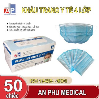 Nhà máy bán buôn thùng khẩu trang y tế An Phú 4 lớp .(50 hộp / thùng - 50 cái / hộp ).