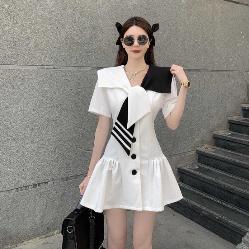 Women's Summer New Black Panel Bubble Skirt