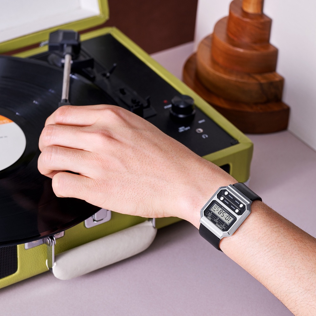 Đồng hồ nam/nữ Casio A100WEL-1A dây da thật, chống nước, hàng chính hãng