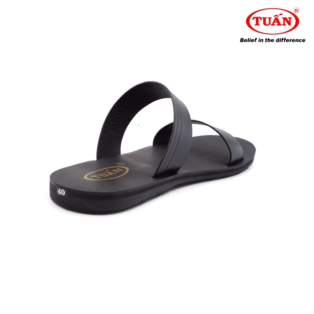 Dép da nam dép bảng ngang quai da bò thương hiệu Tuấn DXHU-30G