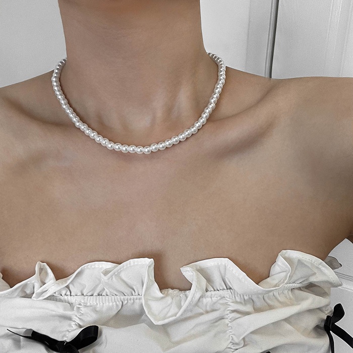 Vòng cổ Đính Ngọc Trai Giả Mặt Hình Gấu Thời Trang Dành Cho Nữ