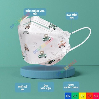 Khẩu trang cho bé 4d kf94, 3d, 5d hoạ tiết