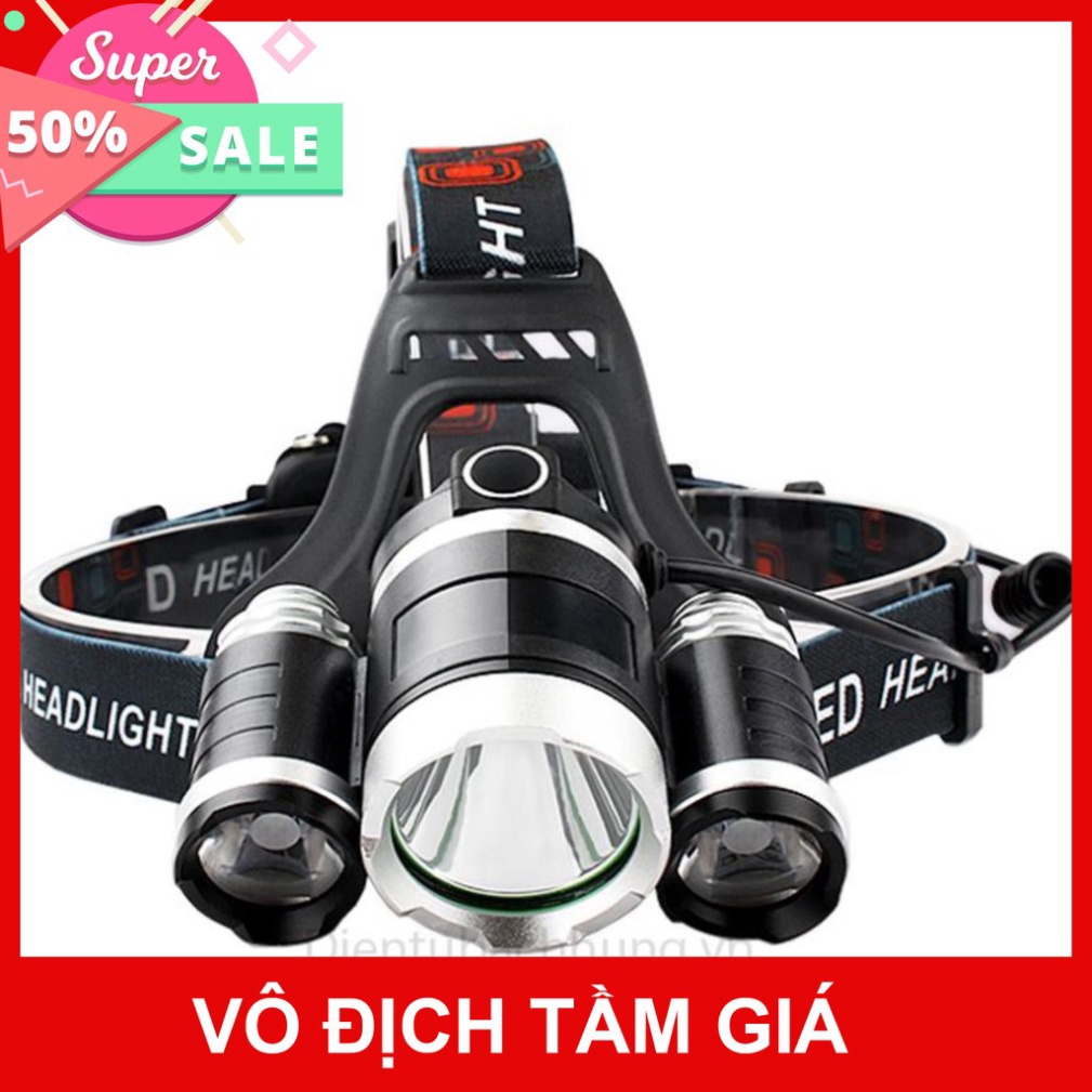 ĐÈN PIN ♥️FREESHIP♥️ Đèn Pin Đội Đầu 3 Bóng Led T6- Siêu Sáng,