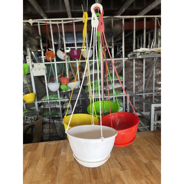 Chậu treo tự dưỡng kèm đĩa hứng nước_Chậu nhựa treo nhỏ thông minh có đĩa rời trồng hoa cây cảnh