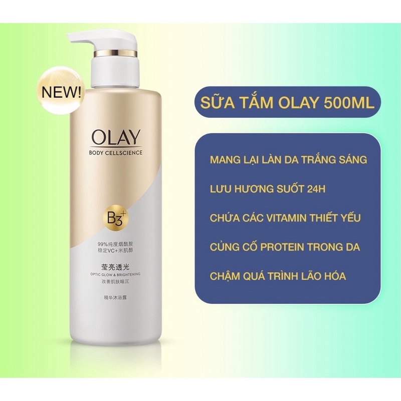 [New] Sữa tắm Olay Body Cellsciance B3 + Vitamin C giúp trắng da 500ml (Bản trung)