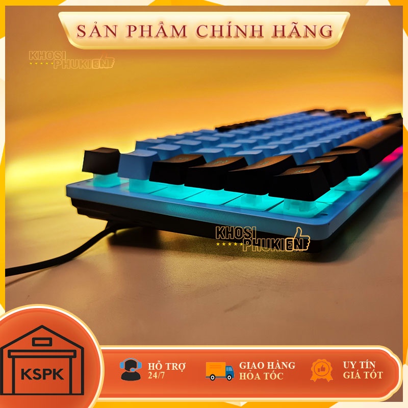 Bàn phím giả cơ mini giá rẻ 87 phím gaming có led máu xanh đen KSPK