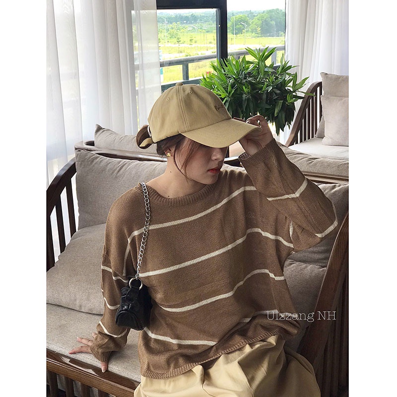 Áo Len Kẻ Ngang Nancy Phong Cách Hàn Quốc M0106 -Violet