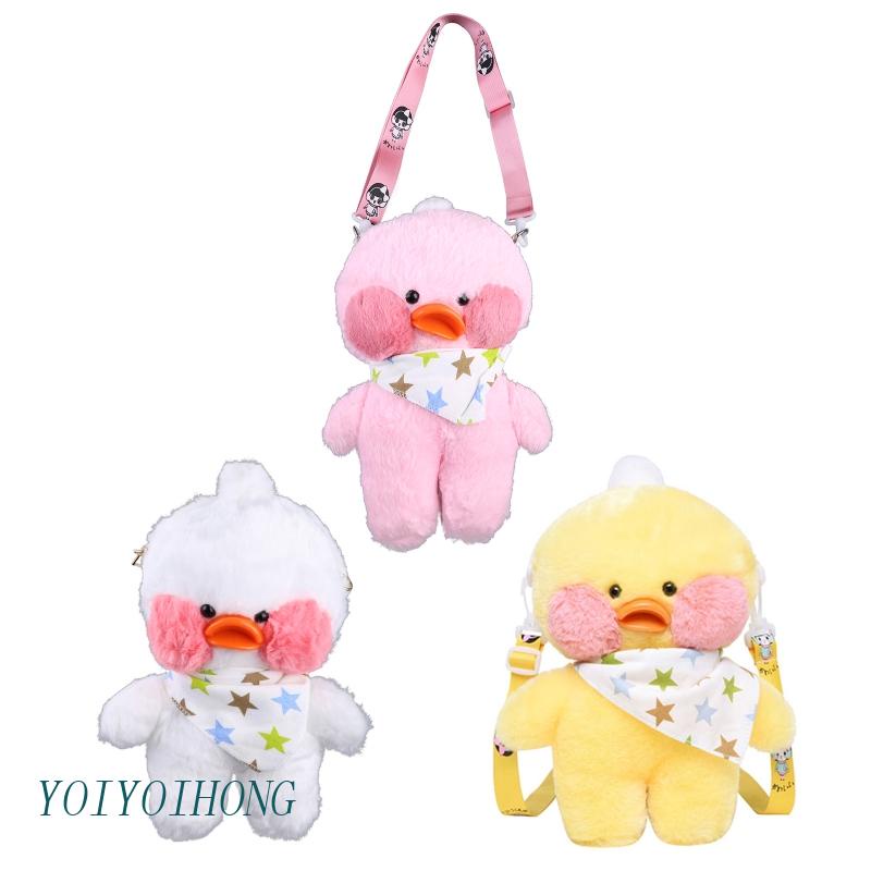 Túi Tote Đeo Vai / Đeo Chéo Phủ Lông Hình Chú Vịt Dễ Thương Thời Trang Cho Nữ