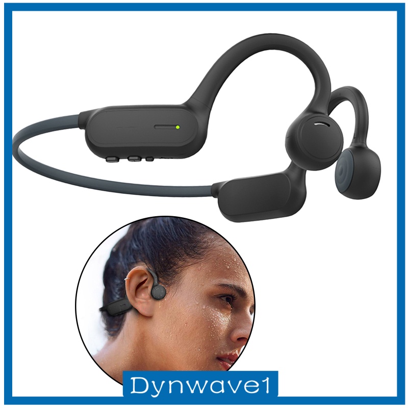 [DYNWAVE1]Open Ear Bone Conduction Headphones IPX4 Stereo for Fitness Cycling Black