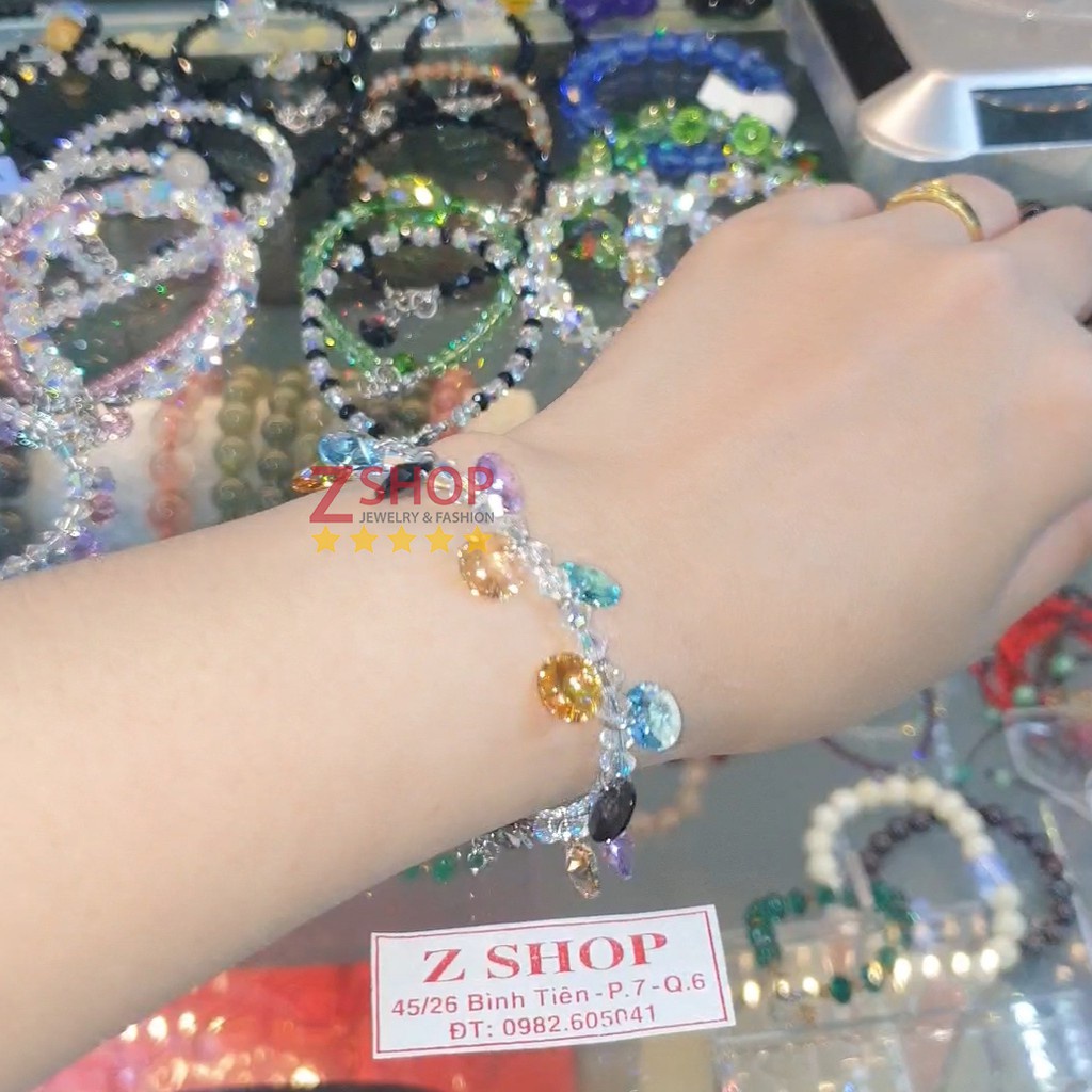Vòng pha lê nhân tạo hạt dĩa nhiều màu LT486