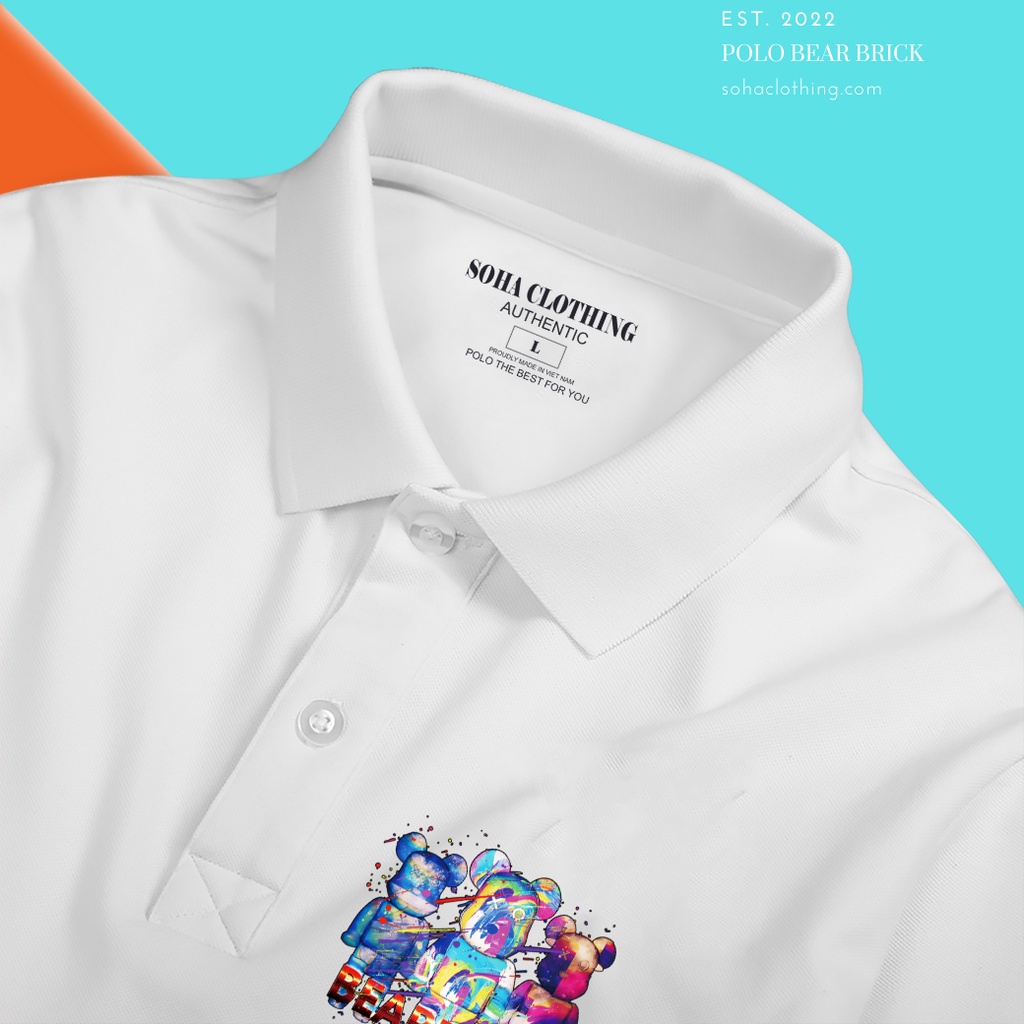 Áo Thun Polo Nam Basic cổ bẻ vải Cá Sấu chuẩn form,hình in sắc nét, BEAR BRICK-SoHa Clothing