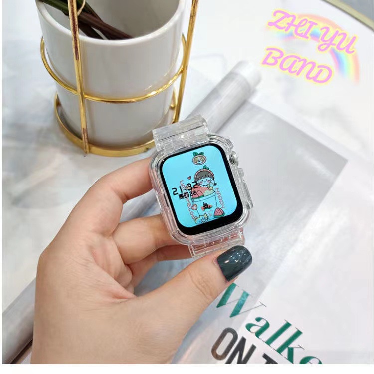 Dây Đeo Trong Suốt Kèm Ốp Bảo Vệ Cho Đồng Hồ Thông Minh iWatch 8 7 6 5 4 se