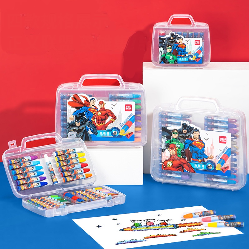 Bút sáp dầu Deli hình siêu nhân - 12/24 màu - 1 hộp - HE801