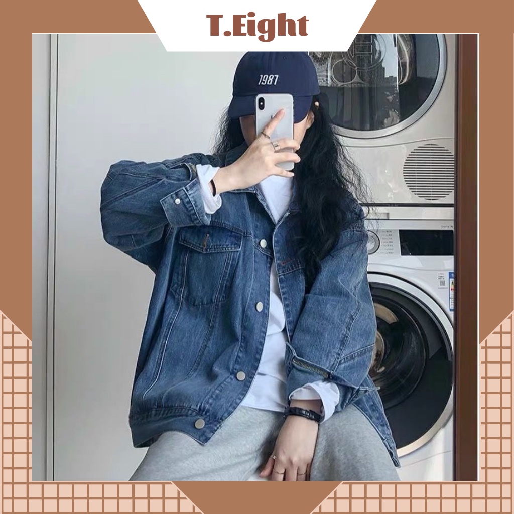 Áo Khoác Nữ Jean UNISEX Form Rộng Nam Nữ  Xanh
