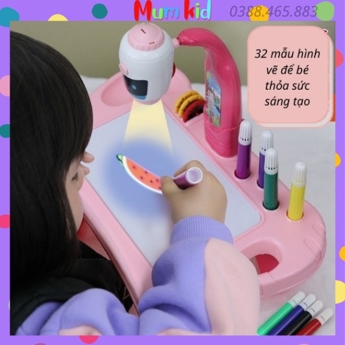 Bàn vẽ thông minh có đèn chiếu sáng,máy chiếu vẽ tranh cho bé tập vẽ và tô màu.Đồ chơi trí tuệ cho trẻ em trai và gái