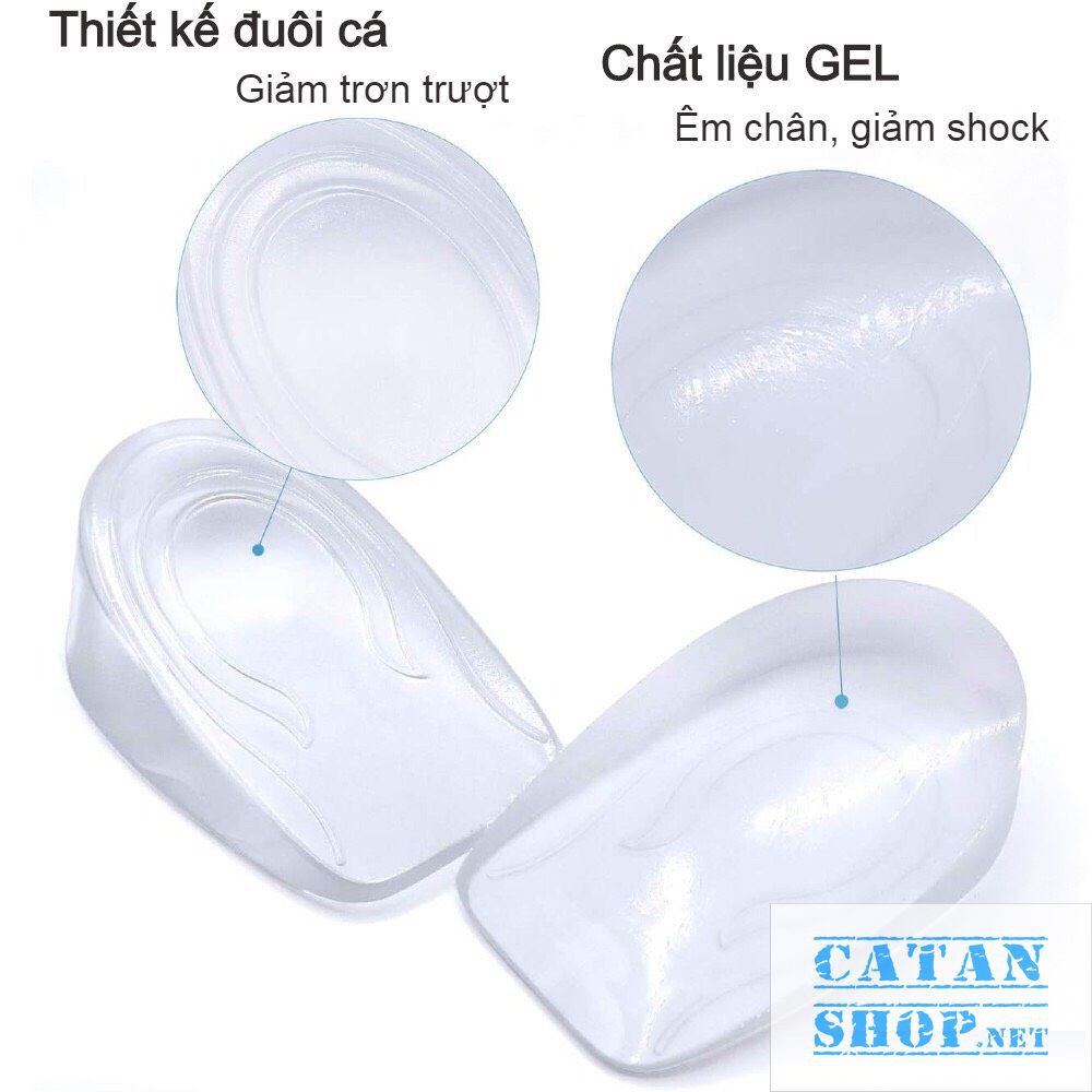 Lót giày tăng chiều cao 3CM silicon đúc nguyên khối siêu êm ái, giày đế cao, giày độn gót GD192-TCCDuc