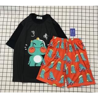 Đồ Bộ Hoạt Hình Unisex -  Cartoon 3D Cute, Đồ Bộ Mặc Nhà Tay Lỡ Cho Nam Nữ Vải Thun Cotton